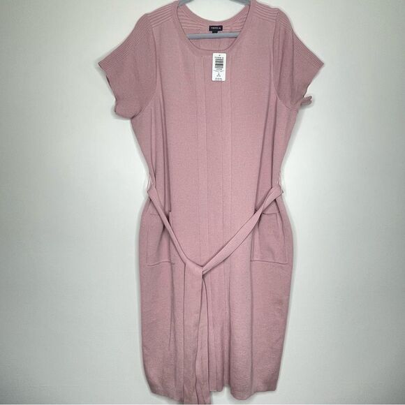 torrid Dresses & Skirts - Torrid Mauve Pink Sweater‎ Knit Self Tie Shift Dress
